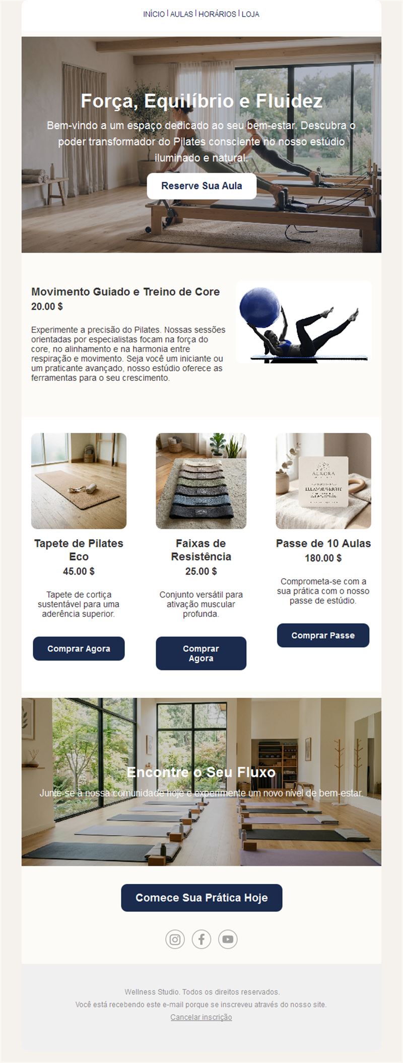 Template Email Yoga Pilates Harmony