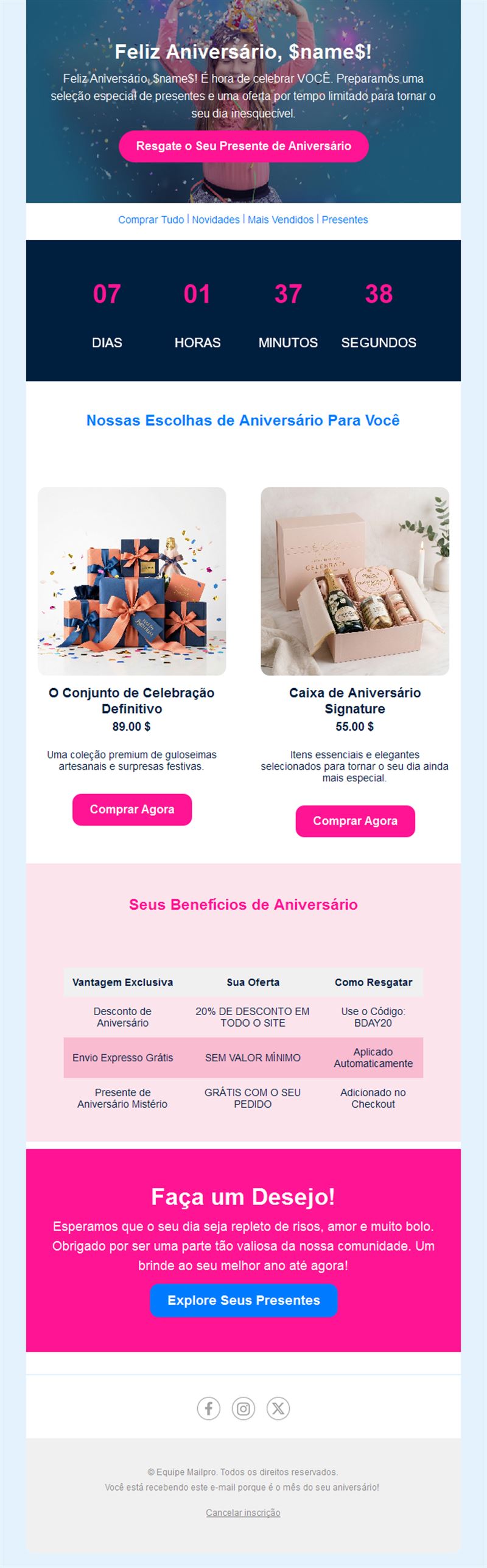 Birthday Greeting Email Layouts