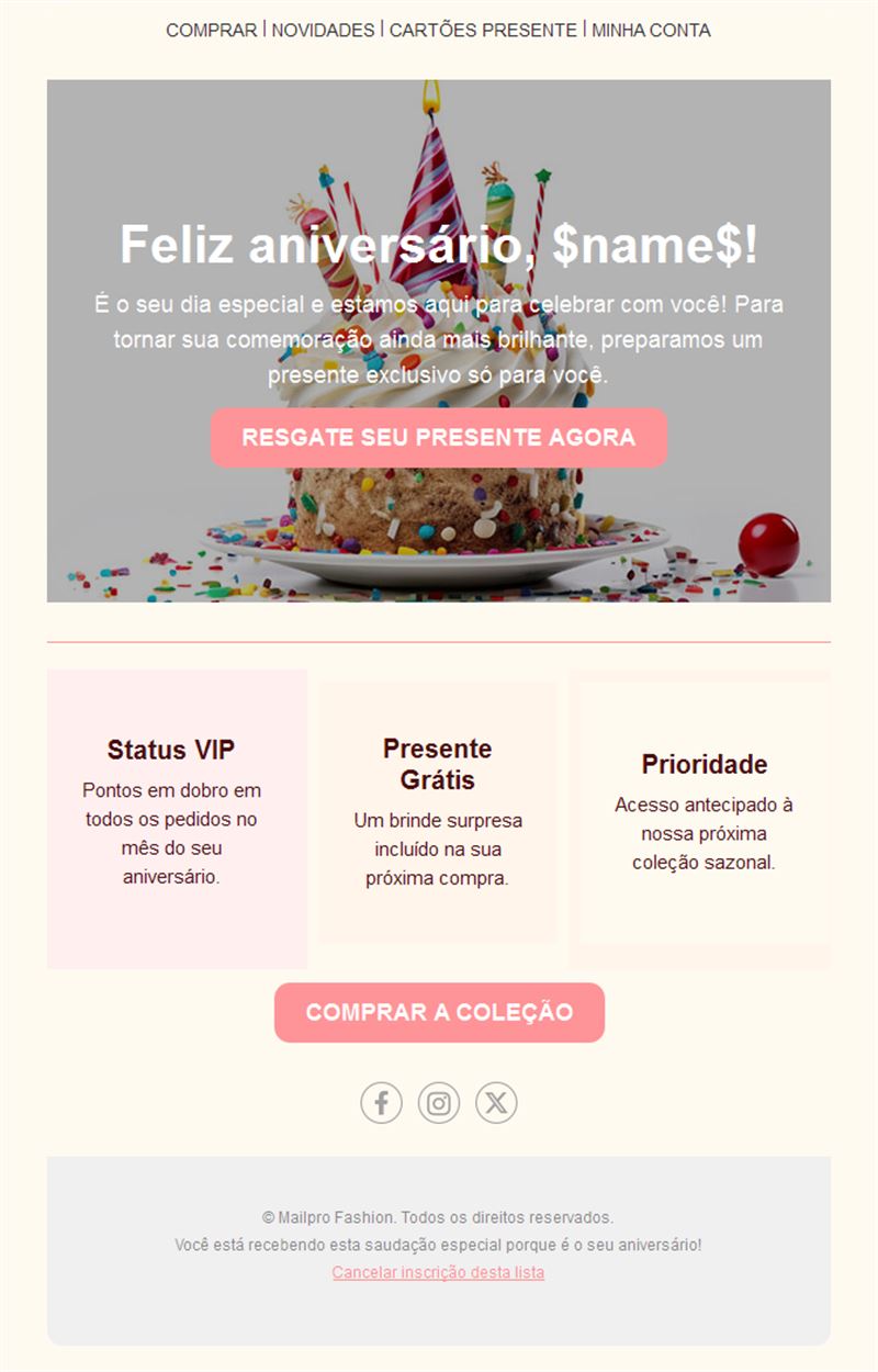 Loyalty Birthday Email Template