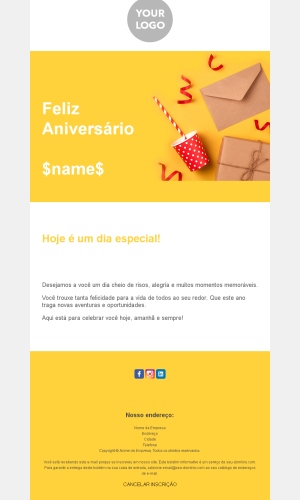 Modelos de Email de Aniversário