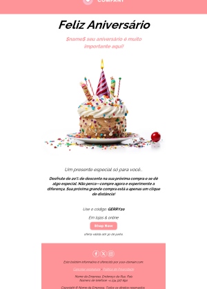 Modelo de Email de Aniversário Personalizado