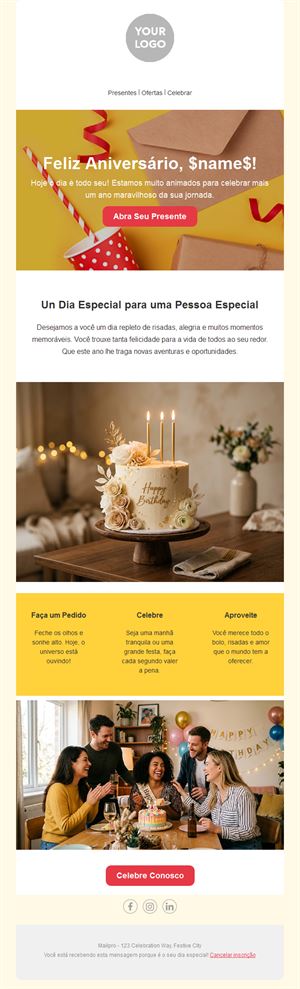 Minimal Birthday Email Template